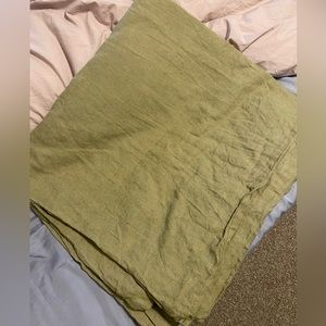 West Elm 100% Linen Duvet Cover Full/Queen Khaki Green Pre-Owned